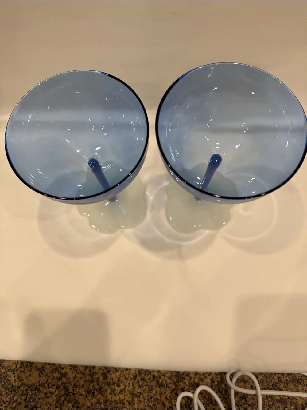 Anthropologie (2) Blue Glass Stem Coupes